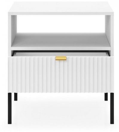 Тумба приліжкова Perfect Home Нова / Nova з 1 шухлядою і чорними ніжками S54 Білий (PFH-091260)