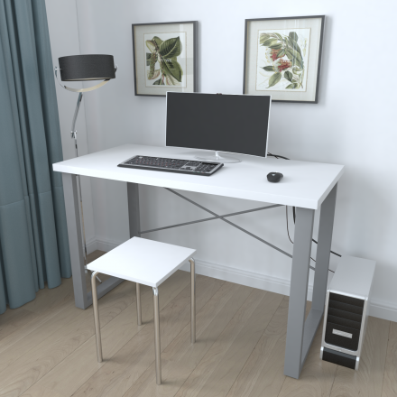 Письмовий стіл Ferrum-decor Драйв 750x1000x600 Сірий метал ДСП Біле 32 мм (FRD-103303)