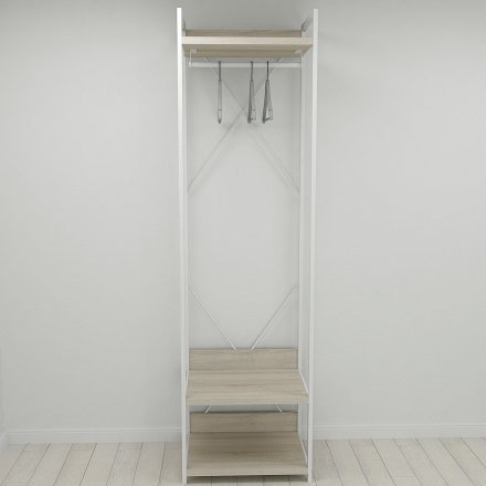Шафа Гардероб Уні секція 1 серії Конект Ferrum-decor 220x60x50см Білий метал ДСП Дуб Сонома 32 мм (FRD-104509)