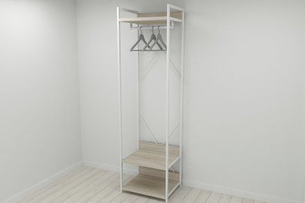 Шафа Гардероб Уні секція 1 серії Конект Ferrum-decor 220x60x50см Білий метал ДСП Дуб Сонома 32 мм (FRD-104509)