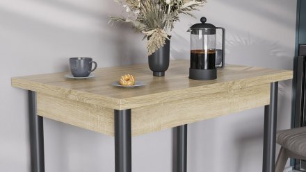 Обідній стіл-формер розкладний Берта Ferrum-decor 750x1200x900 Чорний метал ДСП Дуб Сонома 16 мм (FRD-105174)