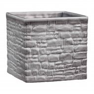 Кашпо для квітів Stone Look кераміка 11" бетонний куб 63418