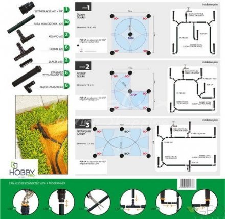 Комплект системи зрошення газону з висувними розбризкувачами POP UP до 70 м.кв. Комплект системи зрошення газону з висувними розбризкувачами POP UP до 70 м.кв.