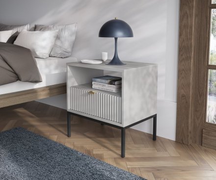 Тумба приліжкова Perfect Home Нова / Nova з 1 шухлядою і чорними ніжками S54 Сірий (PFH-091258)