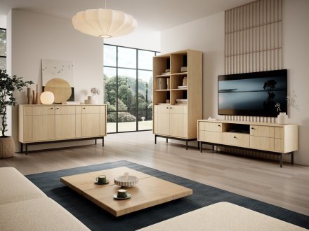 Тумба під ТВ Perfect Home Джапанді / Japandi RTV154 2-дверна з 1 шухядою Дуб лінеа (PFH-091462)