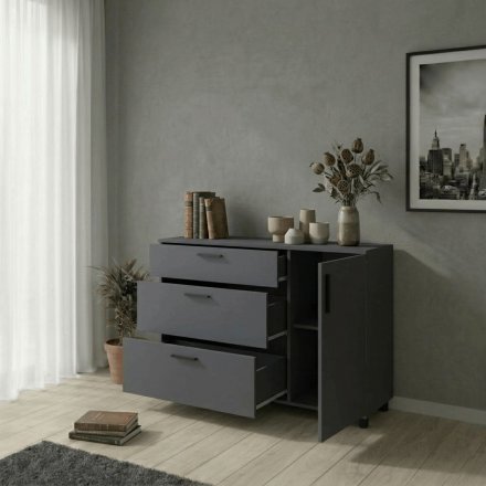 Комод Doros Торн Антрацит 3Ш/1Д 135х51.6х80 (DRS-012103) Комод Doros Торн Антрацит 3Ш/1Д 135х51.6х80 (DRS-012103)