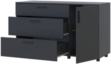 Комод Doros Торн Антрацит 3Ш/1Д 135х51.6х80 (DRS-012103) Комод Doros Торн Антрацит 3Ш/1Д 135х51.6х80 (DRS-012103)