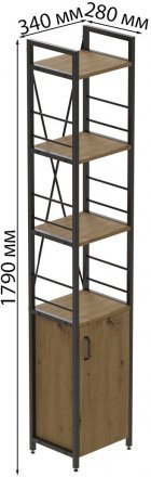 Етажерка 4/34 Ferrum-decor Серії Конект з тумбою 179x34x28 Чорний ДСП Артизан (FRD-104468)