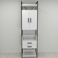 Шафа Гардероб Уні секція 5 серії Конект Ferrum-decor 220x60x50см Чорний метал ДСП Білий 32 мм (FRD-104511)
