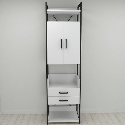 Шафа Гардероб Уні секція 5 серії Конект Ferrum-decor 220x60x50см Чорний метал ДСП Білий 32 мм (FRD-104511) Шафа Гардероб Уні секція 5 серії Конект Ferrum-decor 220x60x50см Чорний метал ДСП Білий 32 мм (FRD-104511)