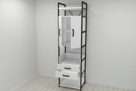 Шафа Гардероб Уні секція 5 серії Конект Ferrum-decor 220x60x50см Чорний метал ДСП Білий 32 мм (FRD-104511) Шафа Гардероб Уні секція 5 серії Конект Ferrum-decor 220x60x50см Чорний метал ДСП Білий 32 мм (FRD-104511)
