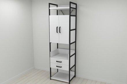 Шафа Гардероб Уні секція 5 серії Конект Ferrum-decor 220x60x50см Чорний метал ДСП Білий 32 мм (FRD-104511) Шафа Гардероб Уні секція 5 серії Конект Ferrum-decor 220x60x50см Чорний метал ДСП Білий 32 мм (FRD-104511)