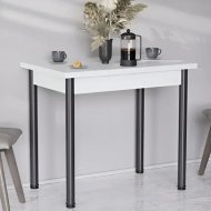 Обідній стіл-формер розкладний Берта Ferrum-decor 750x1400x900 Чорний метал ДСП Біле 16 мм (FRD-105178)