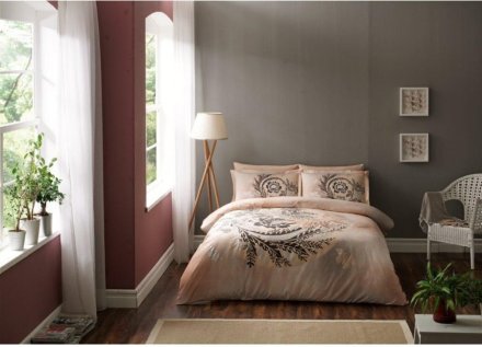 Постільна білизна сатин Delux Laos kahve v4 кава євро 8696048434154 Постільна білизна сатин Delux Laos kahve v4 кава євро 8696048434154