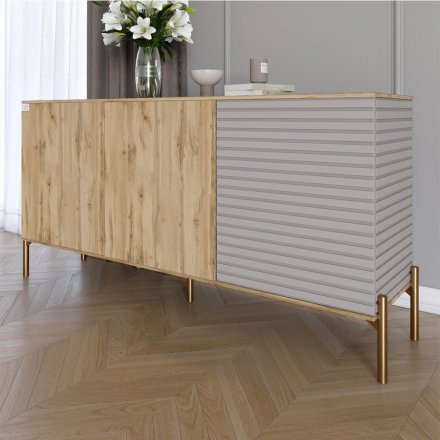Комод закритий у вітальню на золотих металевих ніжках LION Грей 154x38x76,5 см Дуб Аппалачі/Кашемір (LION-041868) Комод закритий у вітальню на золотих металевих ніжках LION Грей 154x38x76,5 см Дуб Аппалачі/Кашемір (LION-041868)