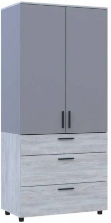 Шафа для одягу Doros Торн Сосна Натті/Сірий 2 ДСП/3Ш (полиці) 90х51.6х200 (DRS-012004)