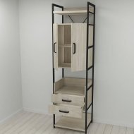Шафа Гардероб Уні секція 5 серії Конект Ferrum-decor 220x60x50см Чорний метал ДСП Дуб Сонома 32 мм (FRD-104513)