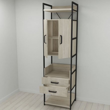 Шафа Гардероб Уні секція 5 серії Конект Ferrum-decor 220x60x50см Чорний метал ДСП Дуб Сонома 32 мм (FRD-104513) Шафа Гардероб Уні секція 5 серії Конект Ferrum-decor 220x60x50см Чорний метал ДСП Дуб Сонома 32 мм (FRD-104513)