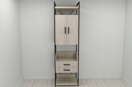 Шафа Гардероб Уні секція 5 серії Конект Ferrum-decor 220x60x50см Чорний метал ДСП Дуб Сонома 32 мм (FRD-104513) Шафа Гардероб Уні секція 5 серії Конект Ferrum-decor 220x60x50см Чорний метал ДСП Дуб Сонома 32 мм (FRD-104513)