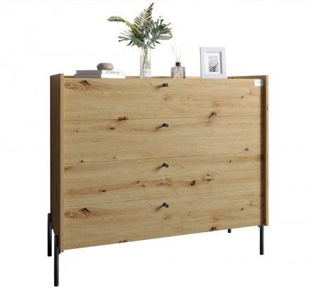 Комод із 4 шухлядами LION Wood із чорними ніжками 100х90х45 см Дуб Артизан (LION-042978) Комод із 4 шухлядами LION Wood із чорними ніжками 100х90х45 см Дуб Артизан (LION-042978)