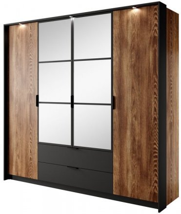 Шафа для одягу Perfect Home Мілтон / Milton 4-дверна з дзеркалом 4D2S/220 Каштан/антрацит (PFH-091085)