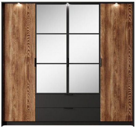 Шафа для одягу Perfect Home Мілтон / Milton 4-дверна з дзеркалом 4D2S/220 Каштан/антрацит (PFH-091085)