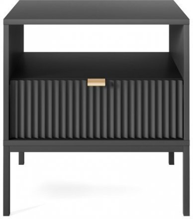 Тумба приліжкова Perfect Home Нова / Nova з 1 шухлядою і чорними ніжками S54 Чорний (PFH-091251)