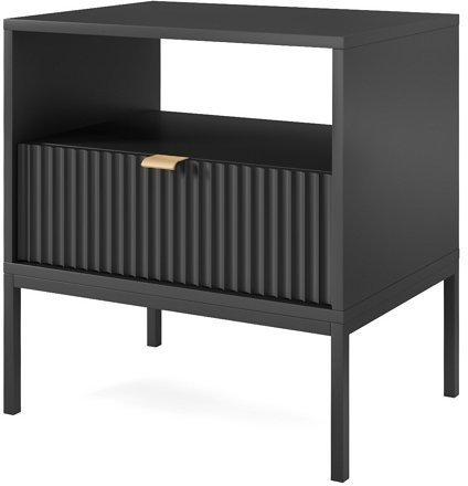 Тумба приліжкова Perfect Home Нова / Nova з 1 шухлядою і чорними ніжками S54 Чорний (PFH-091251)