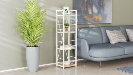 Етажерка 4/34 Ferrum-decor Серії Конект 120x34x28 білий ДСП Дуб Сонома 16мм (FRD-104280) Етажерка 4/34 Ferrum-decor Серії Конект 120x34x28 білий ДСП Дуб Сонома 16мм (FRD-104280)