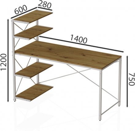 Комп'ютерний стіл Ferrum-decor Джек 75x140x70 Білий ДСП Артизан (FRD-105410) Комп'ютерний стіл Ferrum-decor Джек 75x140x70 Білий ДСП Артизан (FRD-105410)