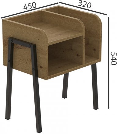 Тумба модульна Ferrum-decor Амелі 540x450x320 метал Чорний ДСП Дуб Дуб Артизан 16 мм (FRD-103009)