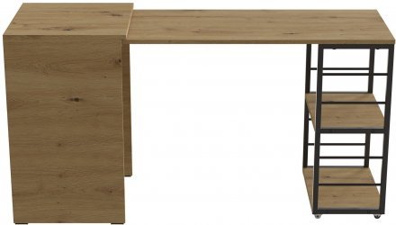 Стіл-тумба трансформер Смарт 2/2 Ferrum-decor 750x1450x600 Чорний метал ДСП Дуб Артизан 16 мм (FRD-105107)
