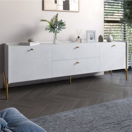 Тумба під телевізор з шухлядами LION Wood з золотими ніжками 160х65х40 см Бетон style (LION-043109) Тумба під телевізор з шухлядами LION Wood з золотими ніжками 160х65х40 см Бетон style (LION-043109)