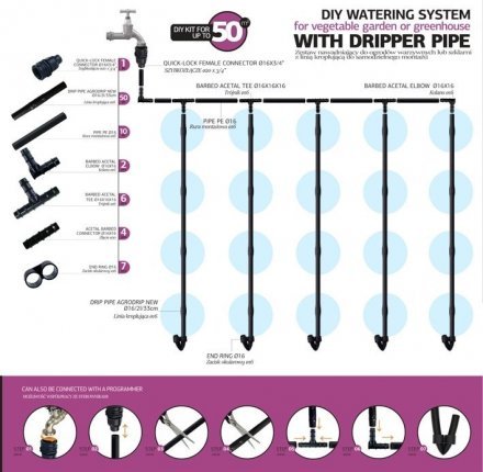 Комплект системи зрошення із крапельною трубкою NEW до 50 м.кв.