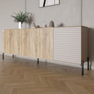 Комод у вітальню на чорних металевих ніжках LION Грей 204x38x76,5 см Дуб сонома/Кашемір (LION-042630) Комод у вітальню на чорних металевих ніжках LION Грей 204x38x76,5 см Дуб сонома/Кашемір (LION-042630)