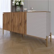 Комод закритий у вітальню на золотих металевих ніжках LION Грей 154x38x76,5 см Дуб Ліворно/Кашемір (LION-041870) Комод закритий у вітальню на золотих металевих ніжках LION Грей 154x38x76,5 см Дуб Ліворно/Кашемір (LION-041870)