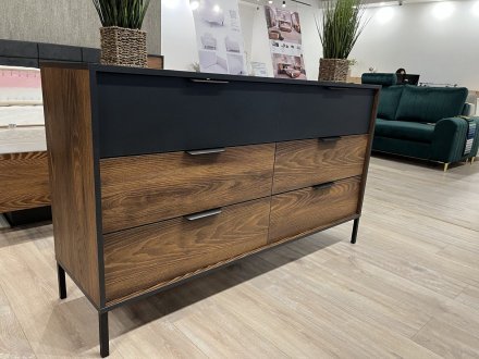 Комод Perfect Home Мілтон / Milton з 6 шухлядами 6S/138 Каштан/антрацит (PFH-091081) Комод Perfect Home Мілтон / Milton з 6 шухлядами 6S/138 Каштан/антрацит (PFH-091081)