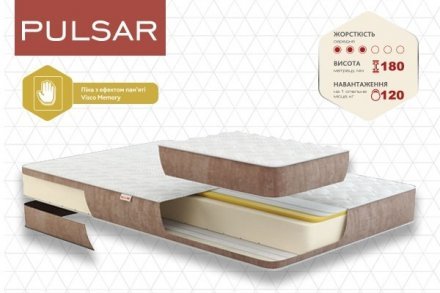 Матрац безпружинний Pulsar 180х220х18 см Матрац безпружинний Pulsar 180х220х18 см