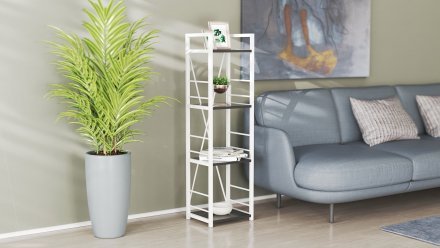Етажерка 4/34 Ferrum-decor Серії Конект 120x34x28 білий ДСП Сосна Кембра 16мм (FRD-104282)