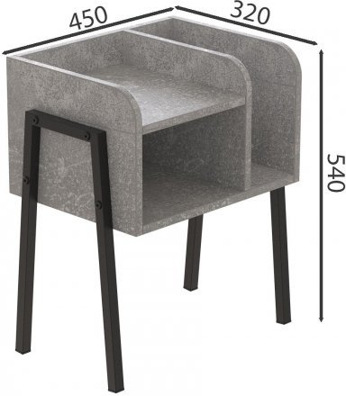 Тумба модульна Ferrum-decor Амелі 540x450x320 метал Чорний ДСП Бетон 16 мм (FRD-103010) Тумба модульна Ferrum-decor Амелі 540x450x320 метал Чорний ДСП Бетон 16 мм (FRD-103010)