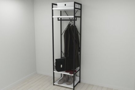 Шафа Гардероб Уні секція 2 серії Конект Ferrum-decor 220x60x50см Чорний метал ДСП Білий 32 мм (FRD-104535) Шафа Гардероб Уні секція 2 серії Конект Ferrum-decor 220x60x50см Чорний метал ДСП Білий 32 мм (FRD-104535)