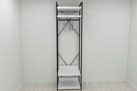Шафа Гардероб Уні секція 2 серії Конект Ferrum-decor 220x60x50см Чорний метал ДСП Білий 32 мм (FRD-104535) Шафа Гардероб Уні секція 2 серії Конект Ferrum-decor 220x60x50см Чорний метал ДСП Білий 32 мм (FRD-104535)