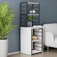 Стіл-тумба трансформер Смарт 3/1 з етажеркою Ferrum-decor 1430x1450x500 Чорний метал ДСП Біле 16 мм (FRD-105109) Стіл-тумба трансформер Смарт 3/1 з етажеркою Ferrum-decor 1430x1450x500 Чорний метал ДСП Біле 16 мм (FRD-105109)