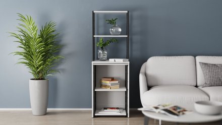 Стіл-тумба трансформер Смарт 3/1 з етажеркою Ferrum-decor 1430x1450x500 Чорний метал ДСП Біле 16 мм (FRD-105109) Стіл-тумба трансформер Смарт 3/1 з етажеркою Ferrum-decor 1430x1450x500 Чорний метал ДСП Біле 16 мм (FRD-105109)