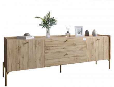 Тумба під телевізор з шухлядами LION Wood з золотими ніжками 160х65х40 см Дуб Аппалачі (LION-043112) Тумба під телевізор з шухлядами LION Wood з золотими ніжками 160х65х40 см Дуб Аппалачі (LION-043112)