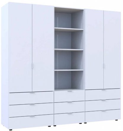 Шафа для одягу Doros Гелар Білий 2+2ДСП з пеналом 215х49.5х203.4 (DRS-011915) Шафа для одягу Doros Гелар Білий 2+2ДСП з пеналом 215х49.5х203.4 (DRS-011915)