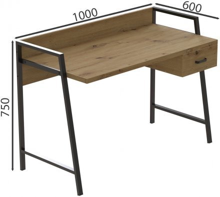 Письмовий стіл Ferrum-decor 750x1000x600 Чорний метал ДСП Дуб Артизан 32 мм (FRD-103427) Письмовий стіл Ferrum-decor 750x1000x600 Чорний метал ДСП Дуб Артизан 32 мм (FRD-103427)