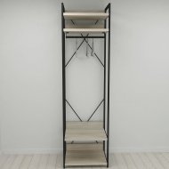 Шафа Гардероб Уні секція 2 серії Конект Ferrum-decor 220x60x50см Чорний метал ДСП Дуб Сонома 32 мм (FRD-104537)