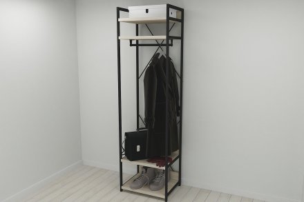 Шафа Гардероб Уні секція 2 серії Конект Ferrum-decor 220x60x50см Чорний метал ДСП Дуб Сонома 32 мм (FRD-104537) Шафа Гардероб Уні секція 2 серії Конект Ferrum-decor 220x60x50см Чорний метал ДСП Дуб Сонома 32 мм (FRD-104537)