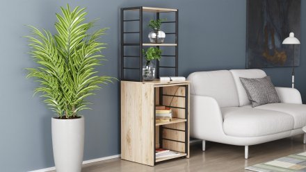 Стіл-тумба трансформер Смарт 3/1 з етажеркою Ferrum-decor 1430x1450x500 Чорний метал ДСП Дуб Сан-Марино 16 мм (FRD-105110) Стіл-тумба трансформер Смарт 3/1 з етажеркою Ferrum-decor 1430x1450x500 Чорний метал ДСП Дуб Сан-Марино 16 мм (FRD-105110)